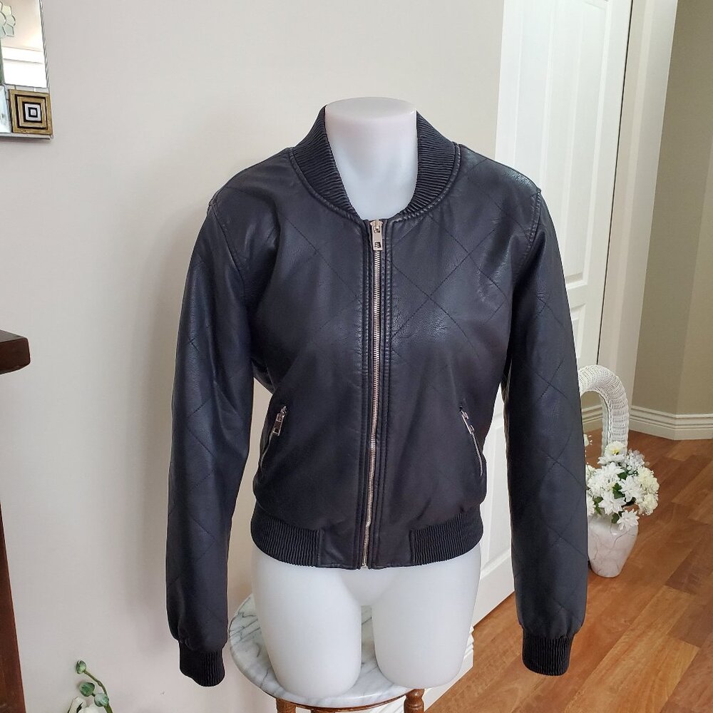RD Style Faux Leather Bomber Jacket fits sz Large